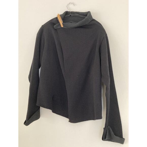 Sarah Pacini Open Front Lagenlook black Cardigan Rayon Merino Wool mixed Italy - Picture 3 of 8